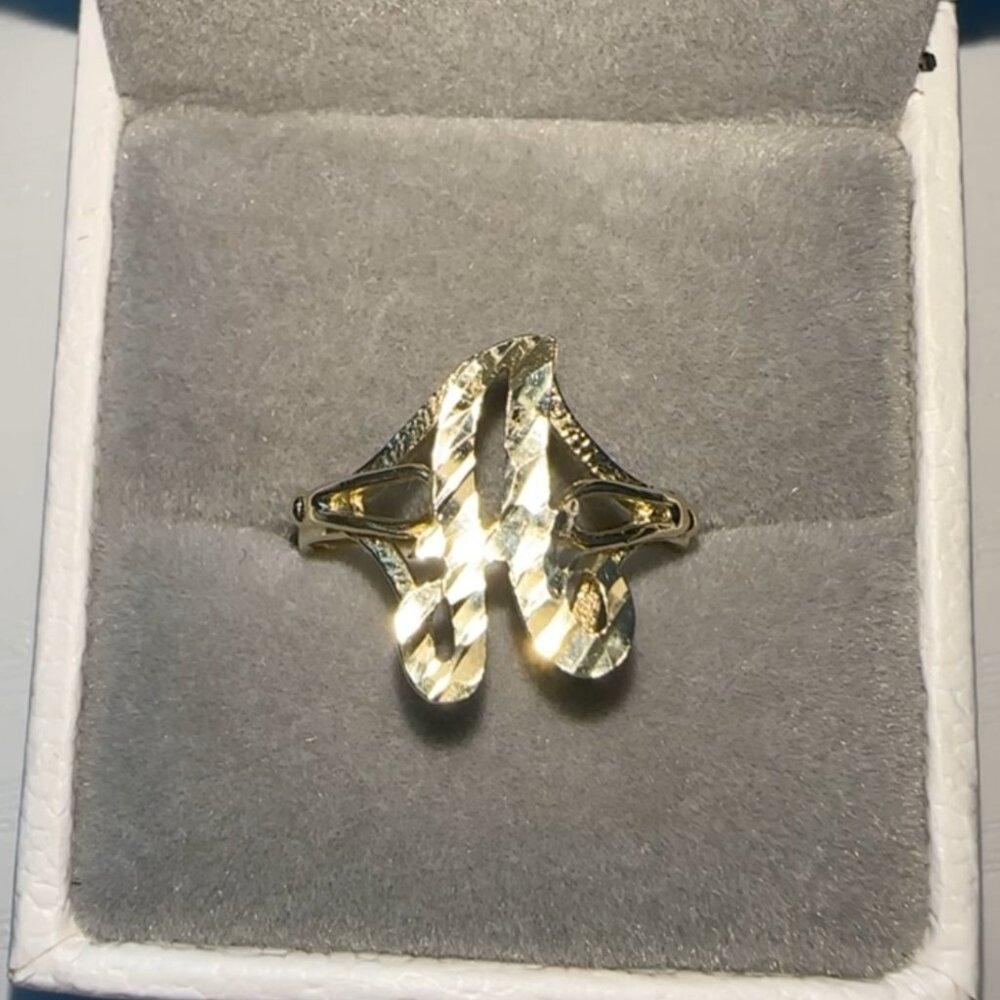 10k Solid Gold Cursive A Initial Monogram Ring SZ 7